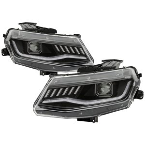 Chevrolet Camaro Headlights - SPYDER - Projector, Sequential Turn Signal - Black - `16-`18
