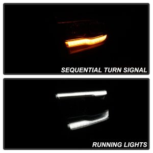 Dodge Ram Headlights - SPYDER - Projector, Halogen Model, Sequential Turn Signal - Chrome - `19-`20