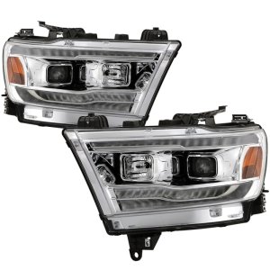 Dodge Ram Headlights - SPYDER - Projector, Halogen Model, Sequential Turn Signal - Chrome - `19-`20