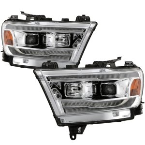 Dodge Ram Headlights - SPYDER - Projector, Halogen Model, Sequential Turn Signal - Chrome - `19-`20