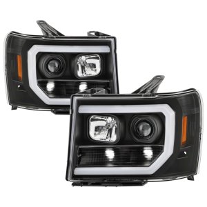 GMC Sierra Denali Headlights - SPYDER - Platinum Series LED Low Beam - Black - `08-`13