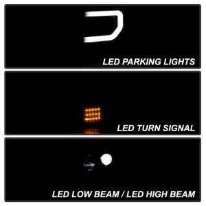 Ford F150 Headlights - SPYDER - LED Light Bar Projector - Sequential Turn Signal - Xenon Models Only - Black - `13-`14
