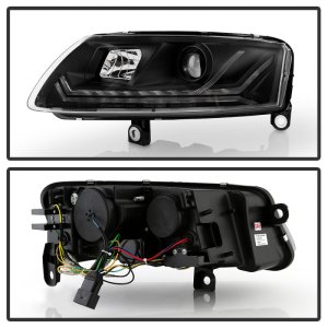 Audi A6 Headlights - SPYDER - Projector + Sequential LED Turn Signal - `05-`08