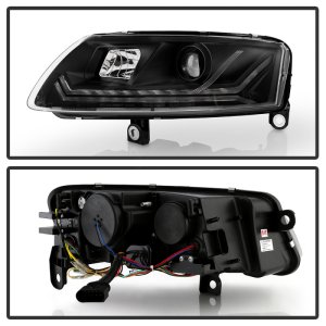Audi A6 Headlights - SPYDER - HALO LED Projector Headlights + Sequential LED Turn Signal Lights - `09-`11