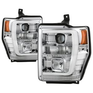 Ford F-450 Headlights - SPYDER - LED + Halogen, Version 2 - Chrome - `08-`10