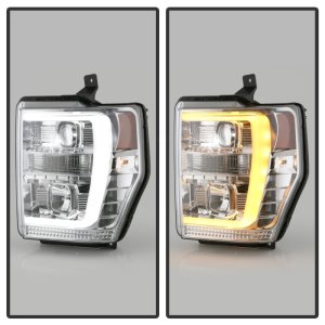 Ford F-450 Headlights - SPYDER - LED + Halogen, Version 2 - Chrome - `08-`10
