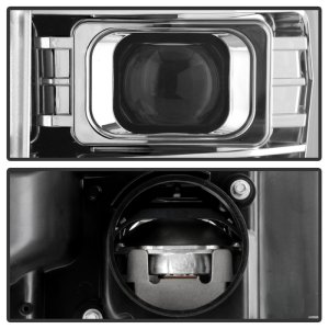 Ford F350 Headlights - SPYDER - Projector, Platinum Series, Version 2, High-Power LED, White Light Bar - Chrome - `11-`16