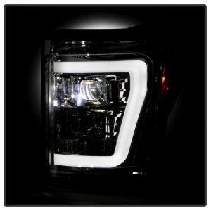 Ford F450 Headlights - SPYDER - Projector, Platinum Series, Version 2, High-Power LED, White Light Bar - Chrome - `11-`16
