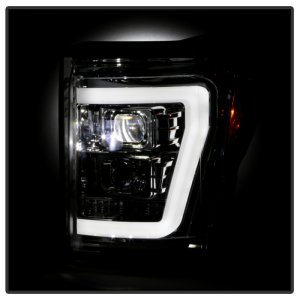 Ford F450 Headlights - SPYDER - Projector, Platinum Series, Version 2, High-Power LED, White Light Bar - Chrome - `11-`16