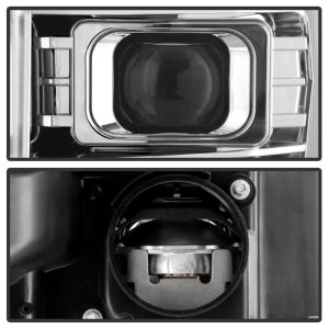 Ford F450 Headlights - SPYDER - Projector, Platinum Series, Version 2, High-Power LED, White Light Bar - Chrome - `11-`16