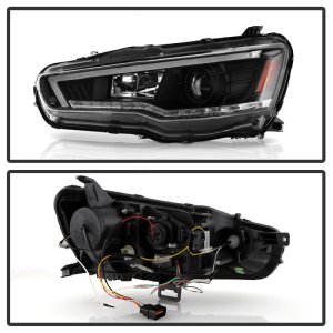 Mitsubishi Lancer EVO Headlights - SPYDER - Projector - Black - `08-`17