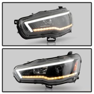 Mitsubishi Lancer Headlights - SPYDER - Projector, Spyder Signature Series, Xenon/HID, Sequential LED Turn Signal - Black - `08-`17