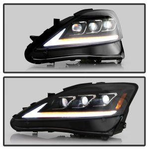 Lexus IS 250 Headlights - SPYDER - High-Power LED, Halogen Model, APEX Series - Black - `06-`10