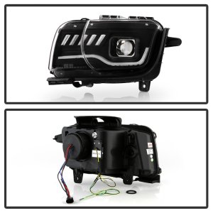 Chevrolet Camaro Headlights - SPYDER - Sequential LED Switchback Turn Signal Lights - Black - `10-`13