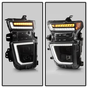 Chevrolet Silverado 3500 Headlights - SPYDER - LED Light Bar Projector, Sequential LED Turn Signal - Black - `20-`23