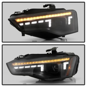 Audi A5 Projector Headlights - SPYDER - HID Model Only - Black - `13-`17