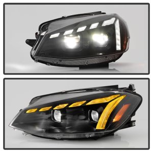 Volkswagen Golf Headlights - SPYDER - APEX Series, High-Power LED - Black - `18-`21