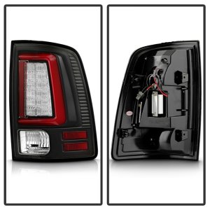 Dodge Ram 1500 Tail Lights - SPYDER - Red Light Bar LED, Incandescent Model - Black - `09-`18
