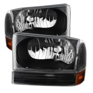 Ford F-450 Super Duty Headlights - Front - SPYDER - xTune Crystal + Bumper Lights - Black - `99-`04