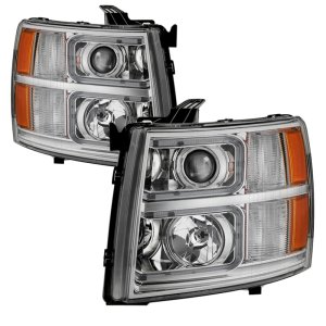 Chevrolet Silverado 2500 HD Headlights - Front - SPYDER - xTune Halo Projector, Light Tube Style - Chrome - `07-`13