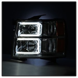 Chevrolet Silverado 3500 HD Headlights - Front - SPYDER - xTune Halo Projector, Light Tube Style - Chrome - `07-`13