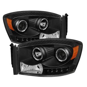 Dodge Ram 3500 Headlights - SPYDER - xTune Halo Projector - Black - `06-`09