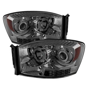 Dodge Ram 1500 Headlights - SPYDER - xTune Halo Projector LED - Smoked - `06-`08
