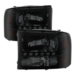 Ford F-250 Super Duty Headlights - Front - SPYDER - xTune LED 1-Piece - Black Smoked - `99-`04