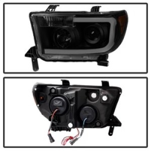 Toyota Tundra Headlights - Front - SPYDER - xTune LED Light Bar Projector - Black Smoked - `07-`13