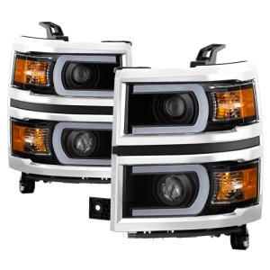 Chevrolet Silverado 1500 Headlights - Front - SPYDER - xTune Projector Light Bar DRL - Black - `14-`15