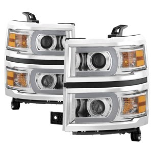 Chevrolet Silverado 1500 Headlights - Front - SPYDER - xTune Projector Light Bar DRL - Chrome - `14-`15