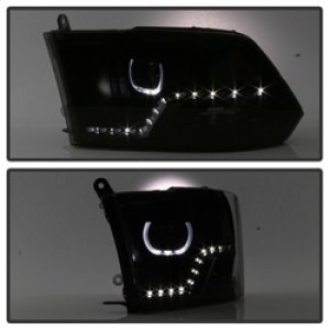 Dodge Ram Headlights - SPYDER - xTune Halo LED Projector - Black Smoke - `09-`14