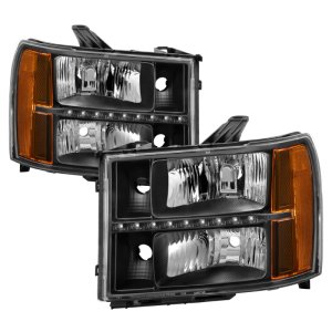 GMC Sierra Headlights - SPYDER - xTune with Daytime LED Running Light - Black - `07-`13
