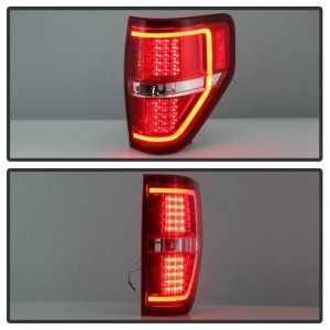 Ford F-150 Tail Lights - SPYDER - Light Bar LED - Red Clear - `09-`14