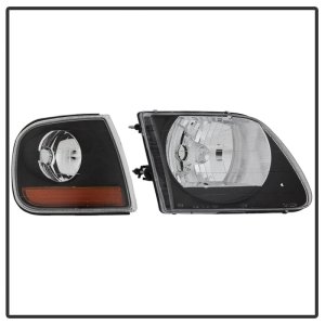 Ford F-150 Headlights - SPYDER - OEM Style w/Corner - Black - `97-`03