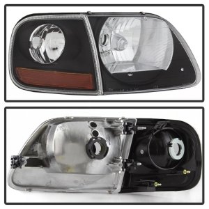 Ford F-150 Headlights - SPYDER - OEM Style w/Corner - Black - `97-`03