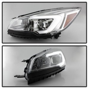 Ford Escape Headlights - SPYDER - LED Light Bar Halogen Projector - Chrome - `13-`16