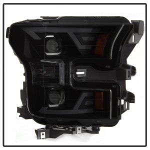 Ford F-150 Headlights - SPYDER - DRL LED Light Bar Projector - Black Smoke - `15-`17
