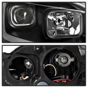 Nissan Sentra Headlights - SPYDER - DRL LED Light Bar Halogen Projector - Black - `13-`15