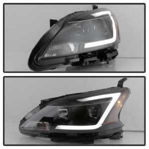 Nissan Sentra Headlights - SPYDER - DRL LED Light Bar Projector - Black Smoke - `13-`15