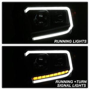 Toyota Tundra Headlights - SPYDER - DRL LED Light Bar Projector - Black - `14-`17