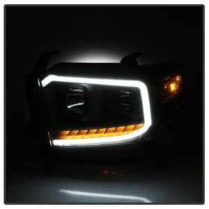 Toyota Tundra Headlights - SPYDER - DRL LED Light Bar Projector - Black - `14-`17