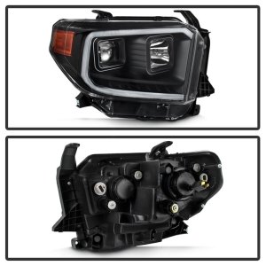 Toyota Tundra Headlights - SPYDER - DRL LED Light Bar Projector - Black - `14-`17