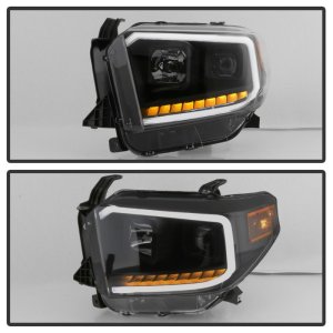 Toyota Tundra Headlights - SPYDER - DRL LED Light Bar Projector - Black Smoke - `14-`17