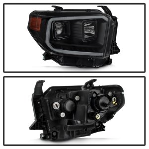 Toyota Tundra Headlights - SPYDER - DRL LED Light Bar Projector - Black Smoke - `14-`17