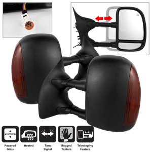 Ford F-250 Super Duty Side Mirrors - Left + Right - SPYDER - xTune Manual Extendable, Power Adjust, Heated - Amber - `02-`07
