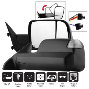 Dodge Ram 1500 Side Mirrors - Left + Right - SPYDER - xTune Manual Extendable, Power Heated/Adjustable, LED Turn Signal - `09-`10
