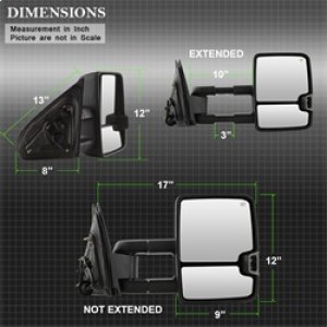 Chevrolet Silverado Side Mirrors - Left and Right - SPYDER - Heated LED Signal Telescoping - Smoke - `14-`16