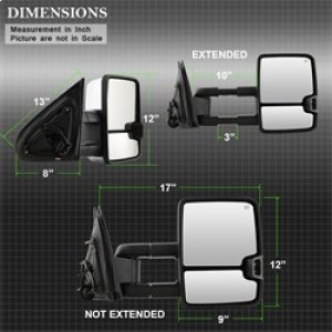 Chevrolet Silverado Side Mirrors - SPYDER - Heated Amber LED Signal G3 Power Telescoping - Chrome - `14-`16