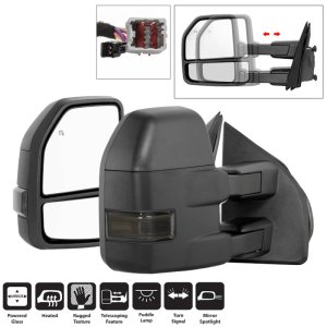 Ford F-150 Side Mirrors - SPYDER - Heated LED Telescoping - Smoke - `15-`17